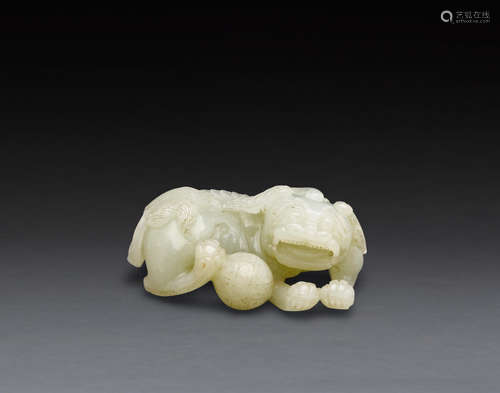 A carved jade recumbent beast