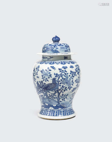 Late Qing/Republic period A blue and white baluster jar and cover