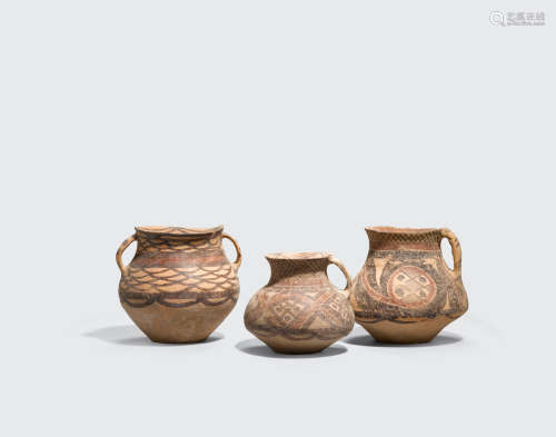 Neolithic period, Majiayao culture, third millennium BCE A group of three painted pottery jars