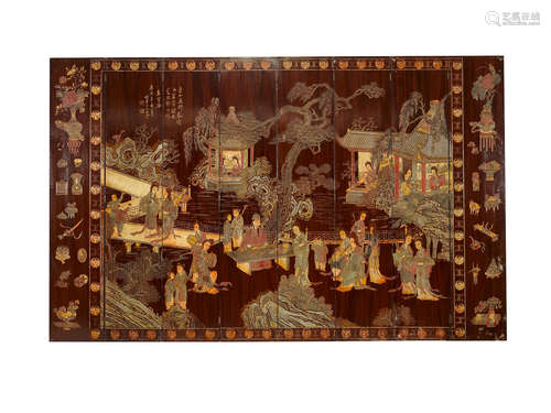 20th century An eight-panel coromandel screen