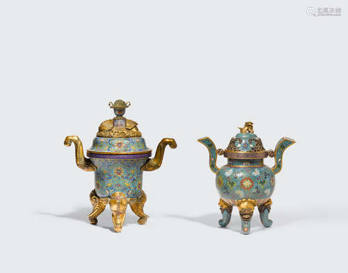 Late Qing/Republic period Two cloisonné vessels