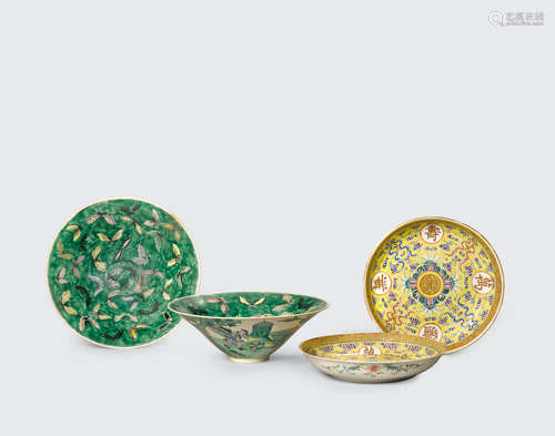 Republic period A group of polychrome enameled bowls and dishes