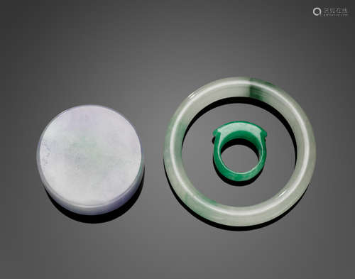 A group of three jadeite decorations