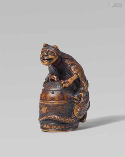 A boxwood netsuke of Kiyohime and the bell of Dôjôji. Second half 19th centuryKiyohime has changed