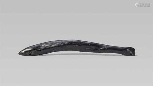 An interesting and rare umimatsu netsuke of an eel. 19th centurySwimming, the tail fin slightly