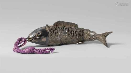 An interesting and rare reticulated silver fish, probably a carp. Late 19th centuryThe scaly body