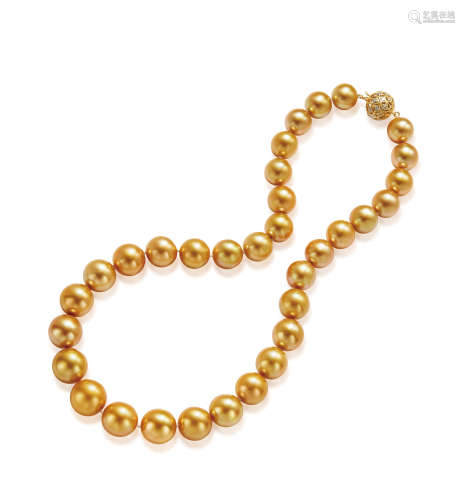 金色南洋珍珠项链 约15.20-12.00mm