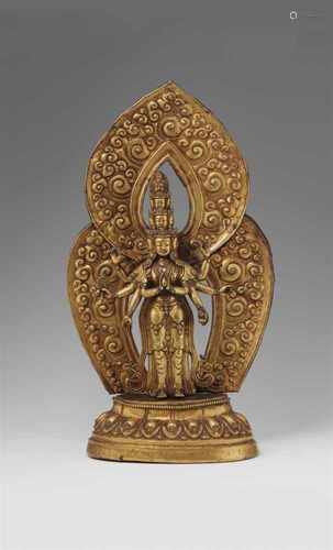 Avalokiteshvara. Feuervergoldete Bronze. Sinotibetisch. 18. Jh.Der bodhisattva des allumfassenden