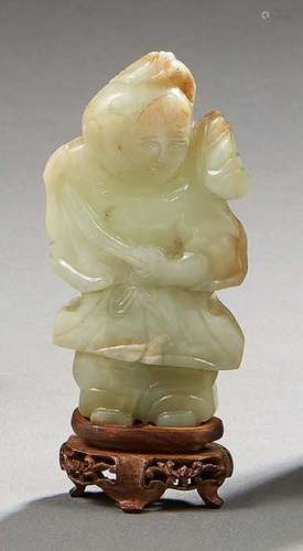 CHINEFigurine en jade sculpté avec traces de ro...