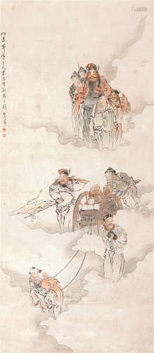 钱慧安（1833～1911） 招财进宝 立轴 设色纸本