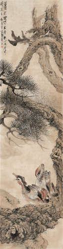 郑集宾（1890～1965） 福寿图 立轴 设色纸本