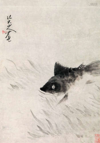 朱耷（1626～1705） 鱼 立轴 设色纸本