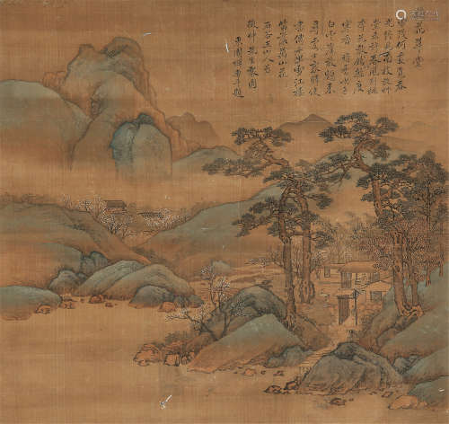 王翚 恽南田（1632～1717） 画梅花草堂 题梅花草堂 立轴 设色绢本