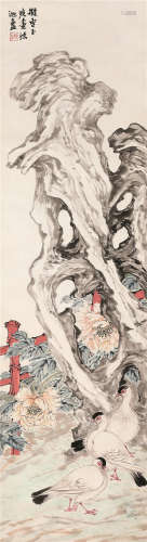 陈摩（1886～1945） 平安图 立轴 设色纸本