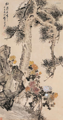 赵云壑（1874～1955） 松菊延年 立轴 设色纸本