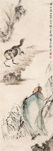 倪田（1855～1919） 相马图 立轴 设色纸本