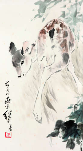 刘继卣（1918～1983） 小鹿 镜片 设色纸本