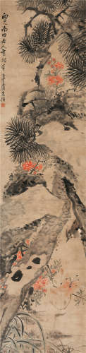 朱梦庐（1826～1900） 抚南田意 立轴 设色纸本