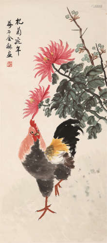 金梦石（1869～1952） 杞菊延年 立轴 设色纸本