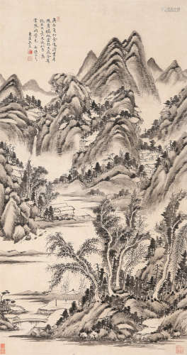王昱（1714～1748） 仿云林笔意 立轴 水墨纸本