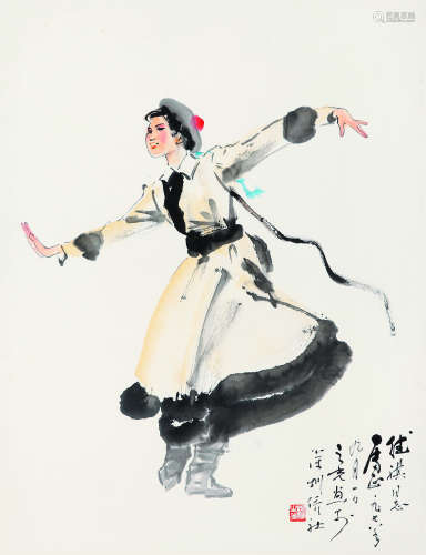杨之光（1930～） 民族之舞 立轴 设色纸本