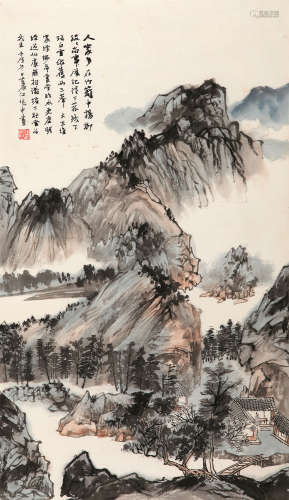 江兆申（1925～1996） 云山人家 立轴 设色纸本