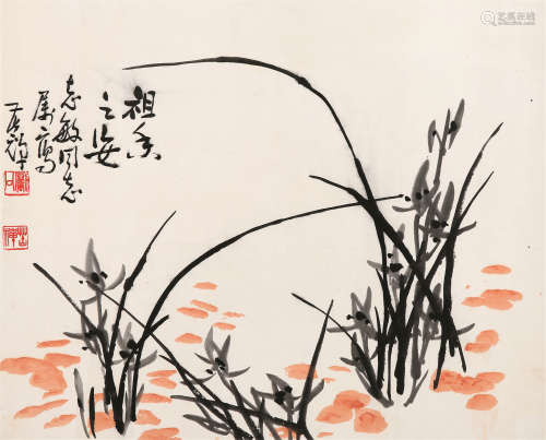 李苦禅（1899～1983） 祖香之姿 镜片 设色纸本