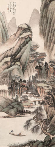冯超然（1882～1954） 溪山懒渔图 立轴 设色纸本
