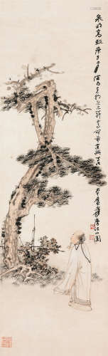 张大千（1899～1983） 泉明高致 立轴 设色纸本