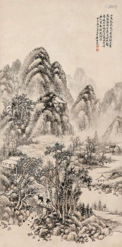 樊浩霖（1885～1962） 椽枕涧溪 立轴 设色纸本