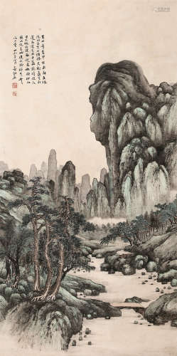 俞剑华（1895～1979） 松岩竞秀 立轴 设色纸本
