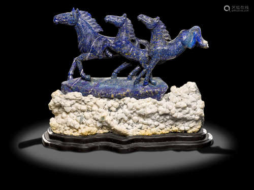 Lapis Lazuli Carving of Horses