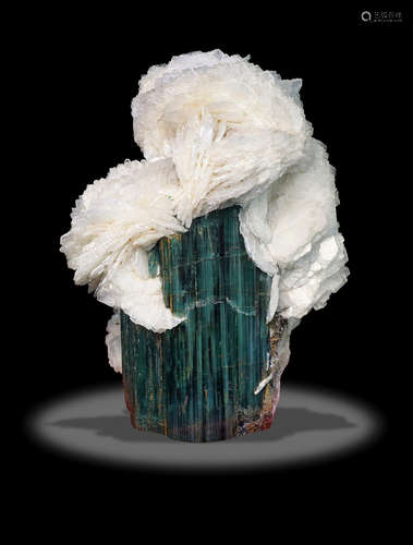 Green Tourmaline with Albite--