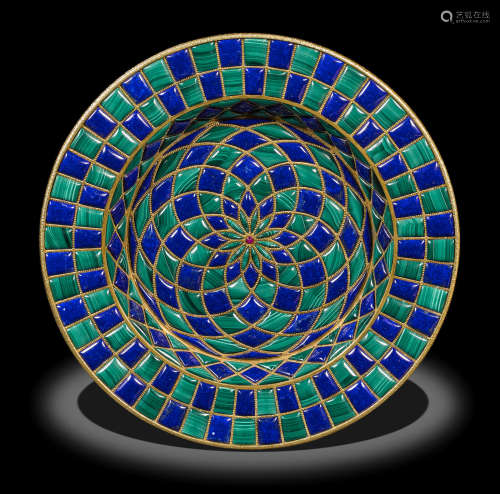 Malachite and Lapis Lazuli Inlaid Plate by Konstantin Libman