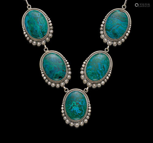 Magnificent Arizona Chrysocolla and Silver Necklace