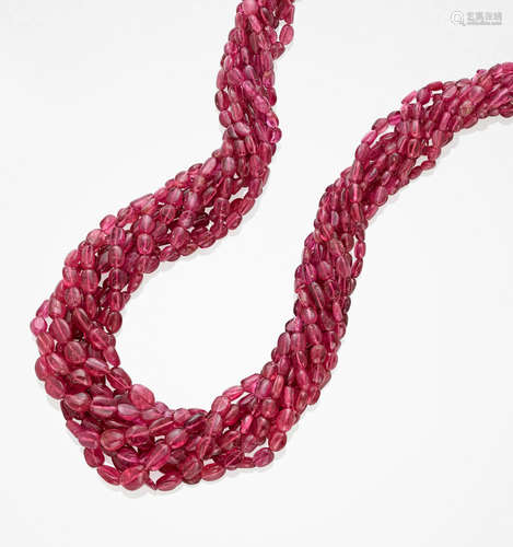 Pink Tourmaline Bead Necklace