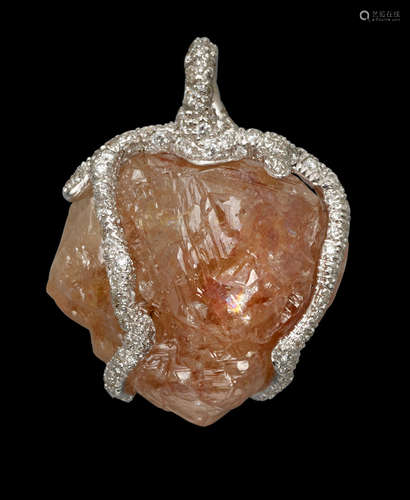 Natural Diamond Crystal Mounted as a Pendant