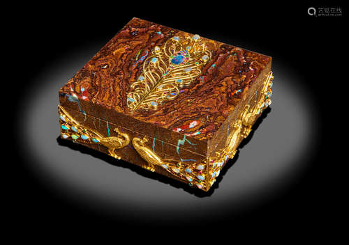 Boulder Opal and Gem-set Intarsia Box by Konstantin Libman