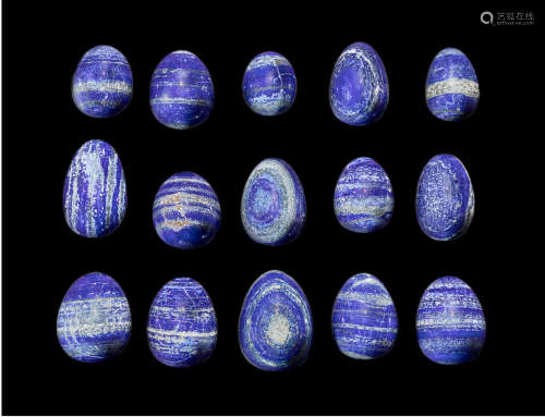 Fifteen Lapis Lazuli Egg-form Carvings