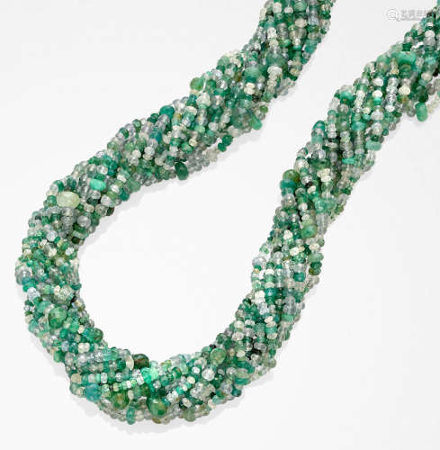 White Sapphire and Emerald Necklace