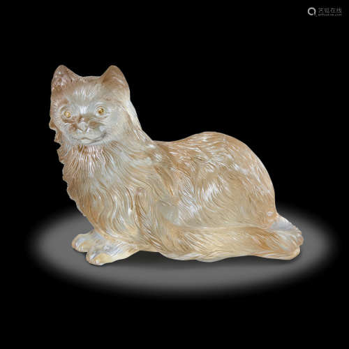 Citrine Carving of a Cat by Manfred Wild