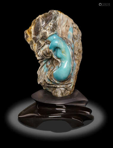 Blue Quartzite Carving of a Female Torso--