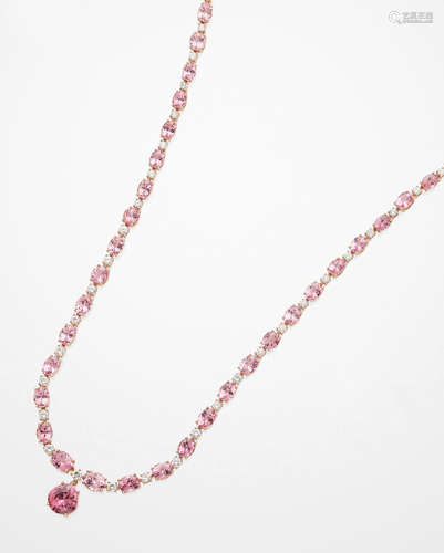 Pink Spinel and Diamond Necklace