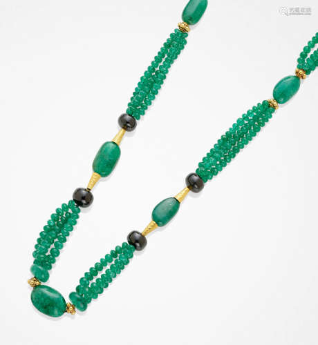 Emerald and Black Spinel necklace