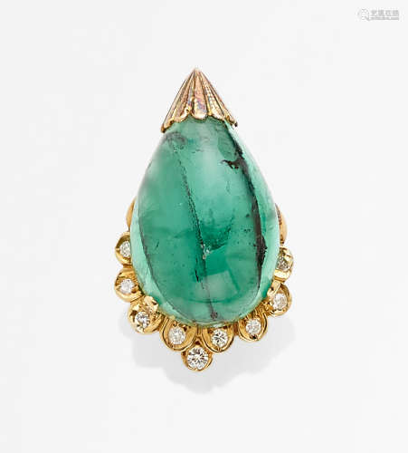 Trapiche Emerald and Diamond Pendant