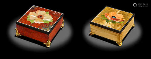 Two Gemstone Intarsia Boxes