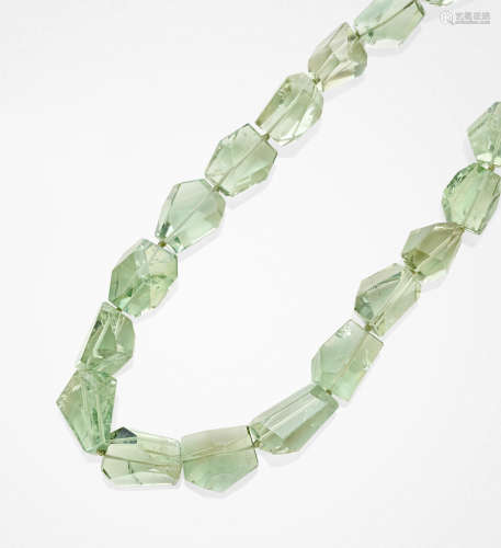 Green Amethyst Bead Necklace--