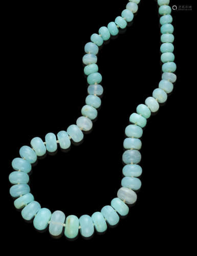 Blue Opal Bead Necklace