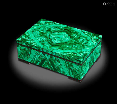 Large and Impressive Malachite Intarsia Box