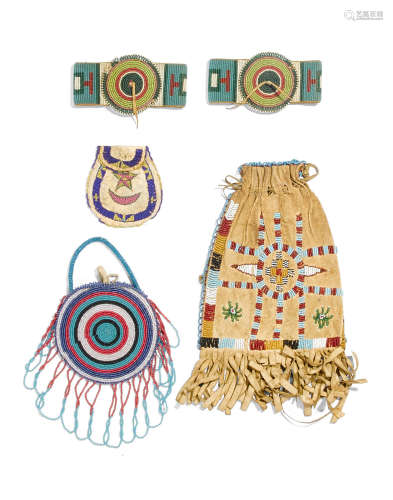 A group of Plains beaded items